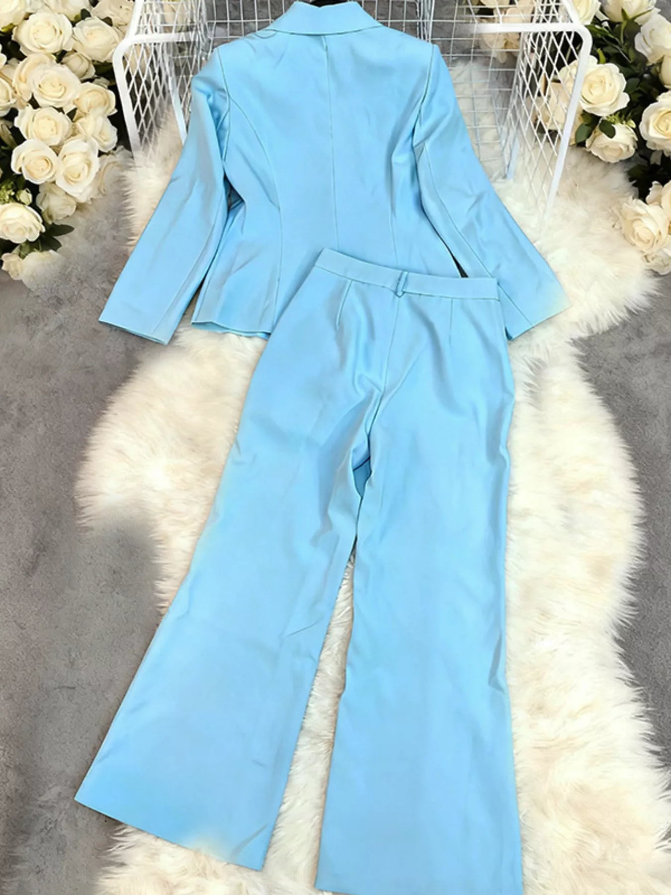 One Button Blazer and Pants Set