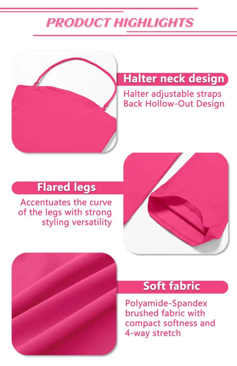 Women's Halter Neck Bodycon Flared Leg Jumpsuit