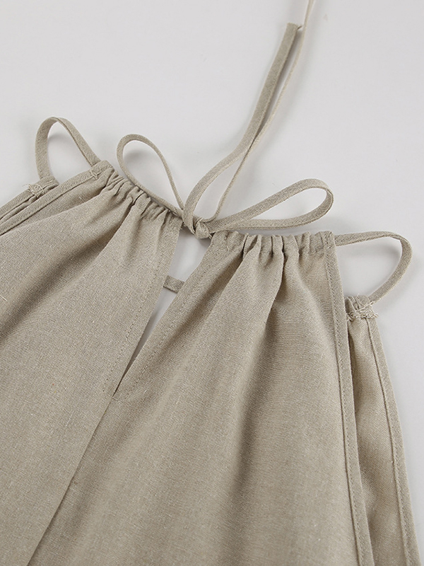 Loose Hollow Split-Joint Halter-Neck Vest + Elasticity High Waisted Pants Trousers Two Pieces Set