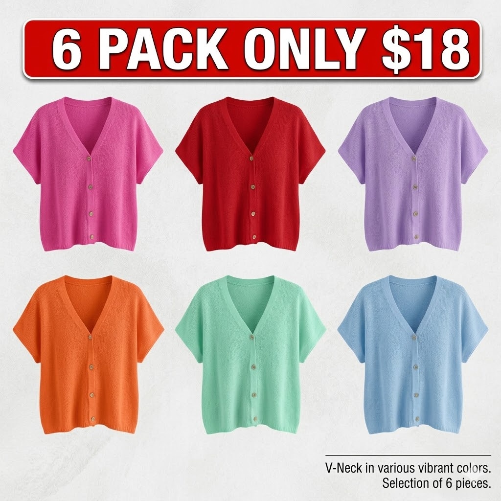 Womens Fall Oversized Cardigans Batwing Short Sleeve Lightweight Button V Neck Casual Knit Sweater Tops