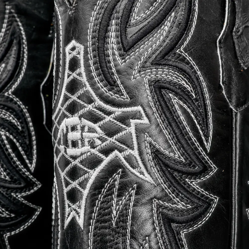 Matte Black Mini Pirarucu Leather Boots - Square Toe