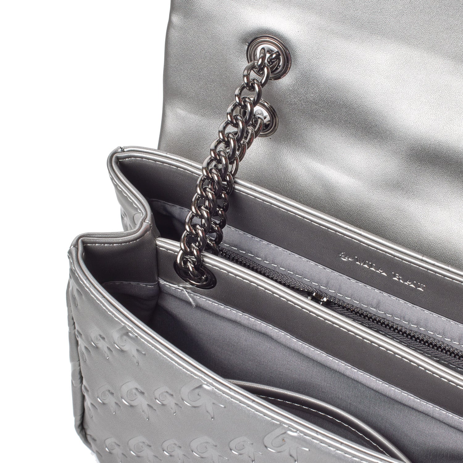MEDIUM MONOGRAM FLAP BAG - PLATINUM