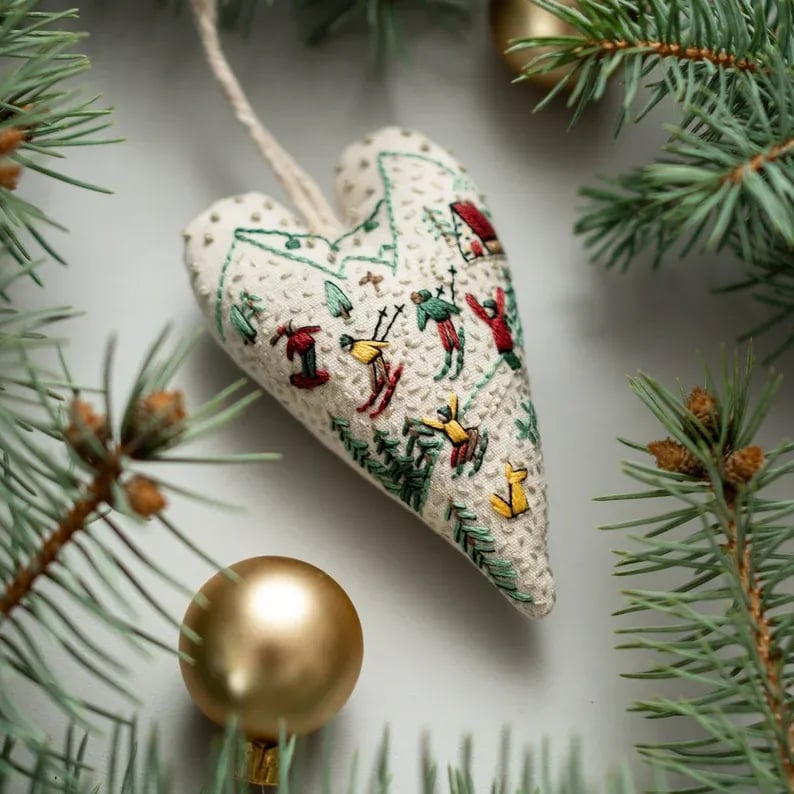 DIY Heart Shaped Hand Embroidered Christmas DIY material kit
