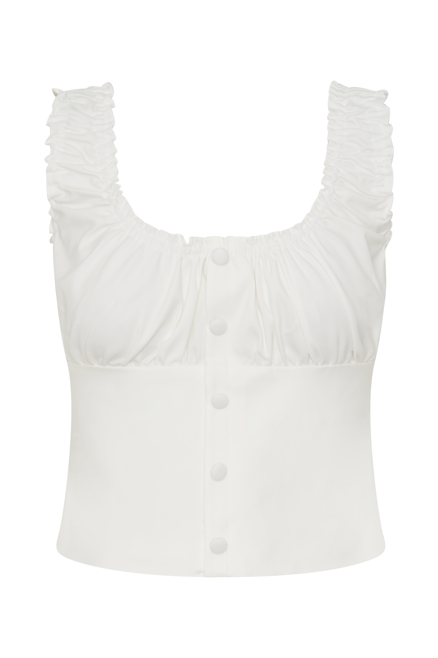 White Sleeveless Ruched Top