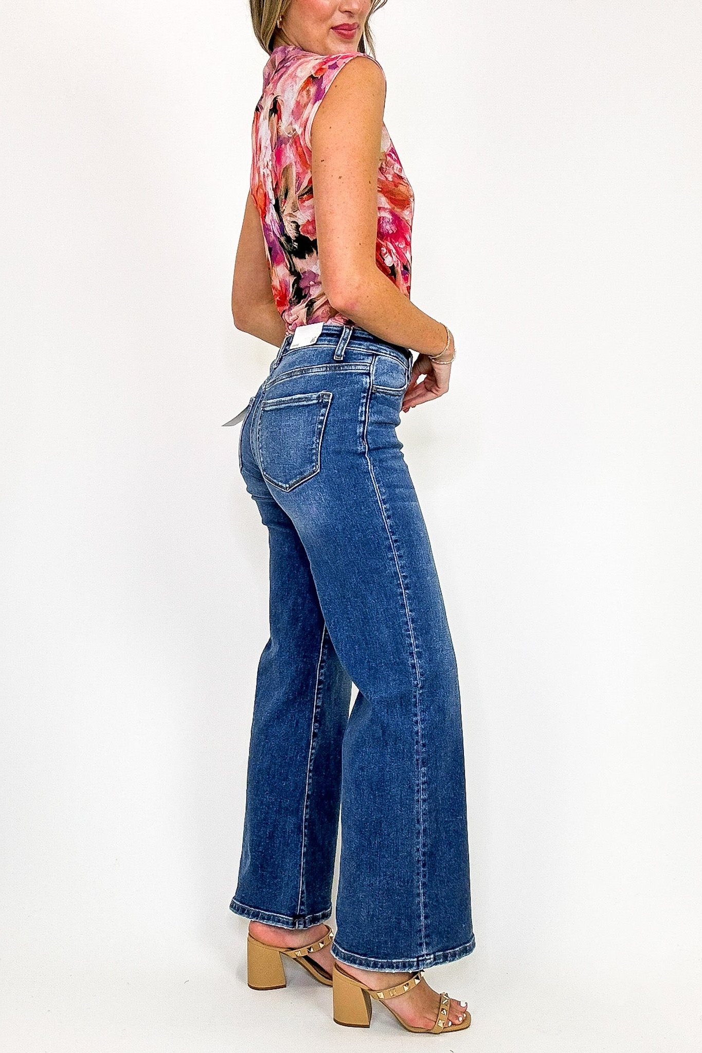 Indigo Ease High Rise Wide Leg Jeans