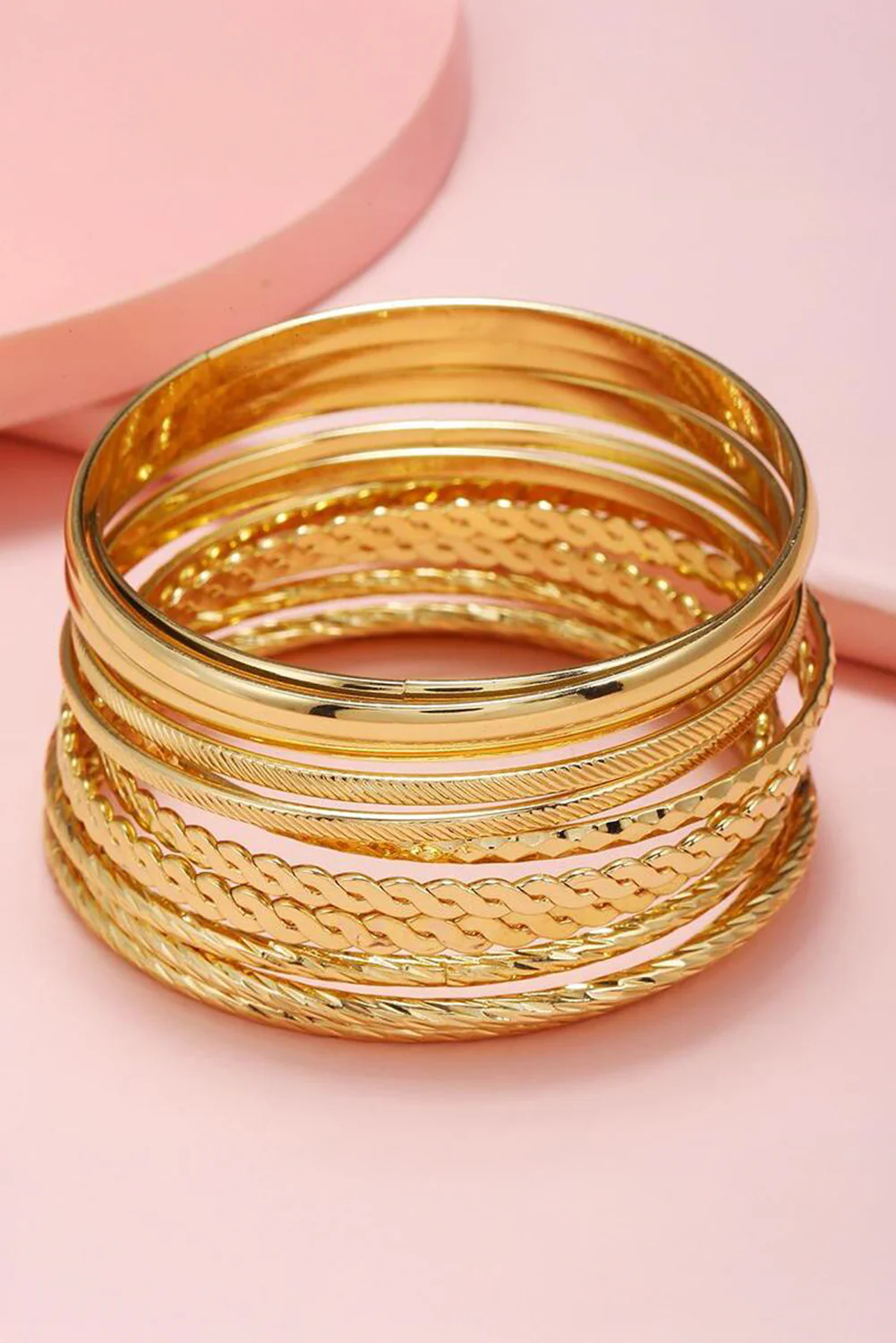 Gold Multi Piece Plated Alloy Bangle Bracelet