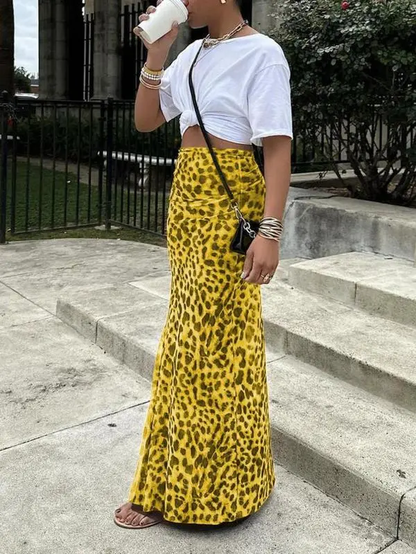 Women's Leopard Print High Waist Bodycon Skirt