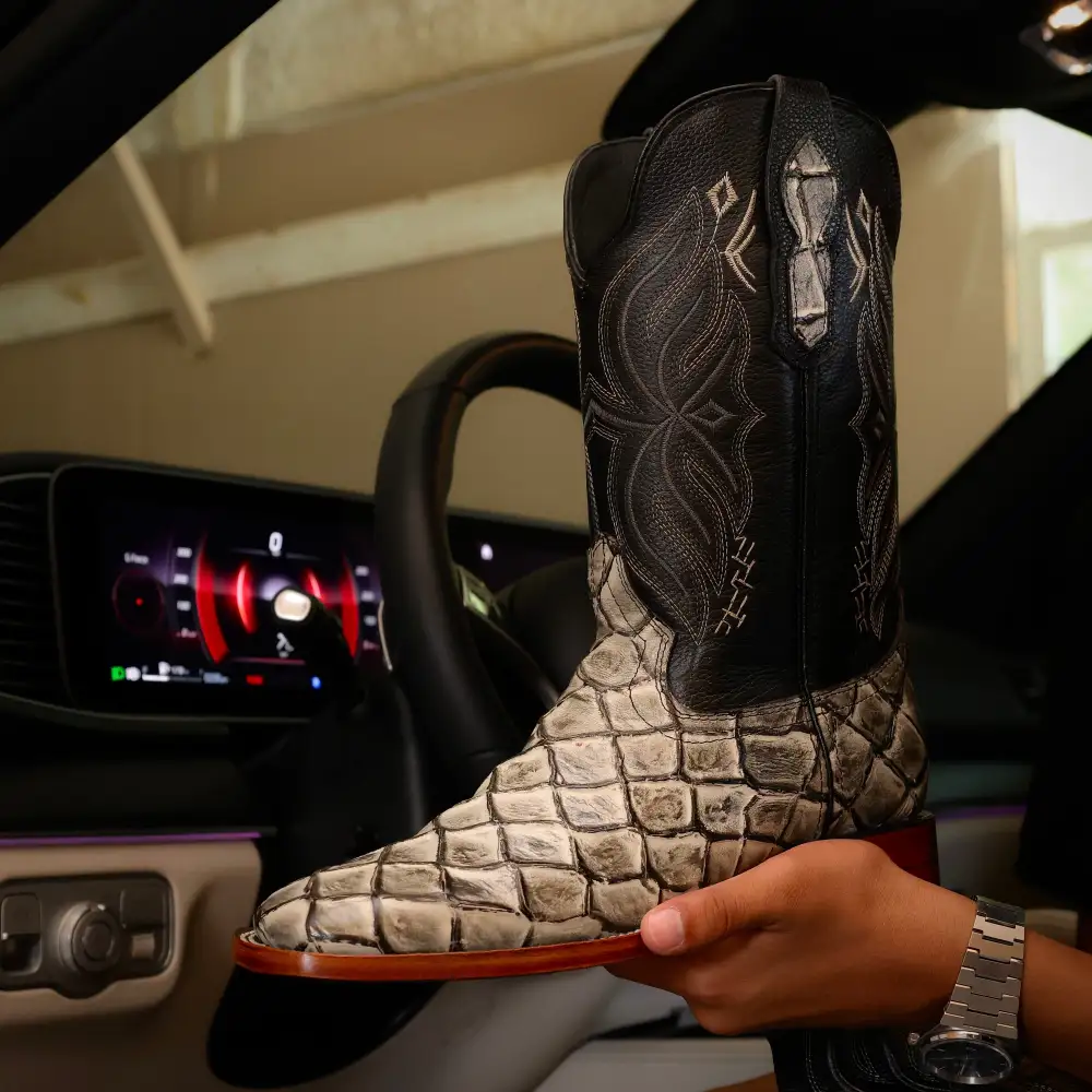 Eclipse Pirarucu Leather Boots — Square Toe