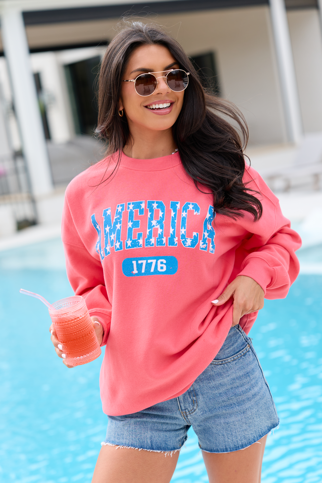 America Star 1776 Light Red Graphic Sweatshirt