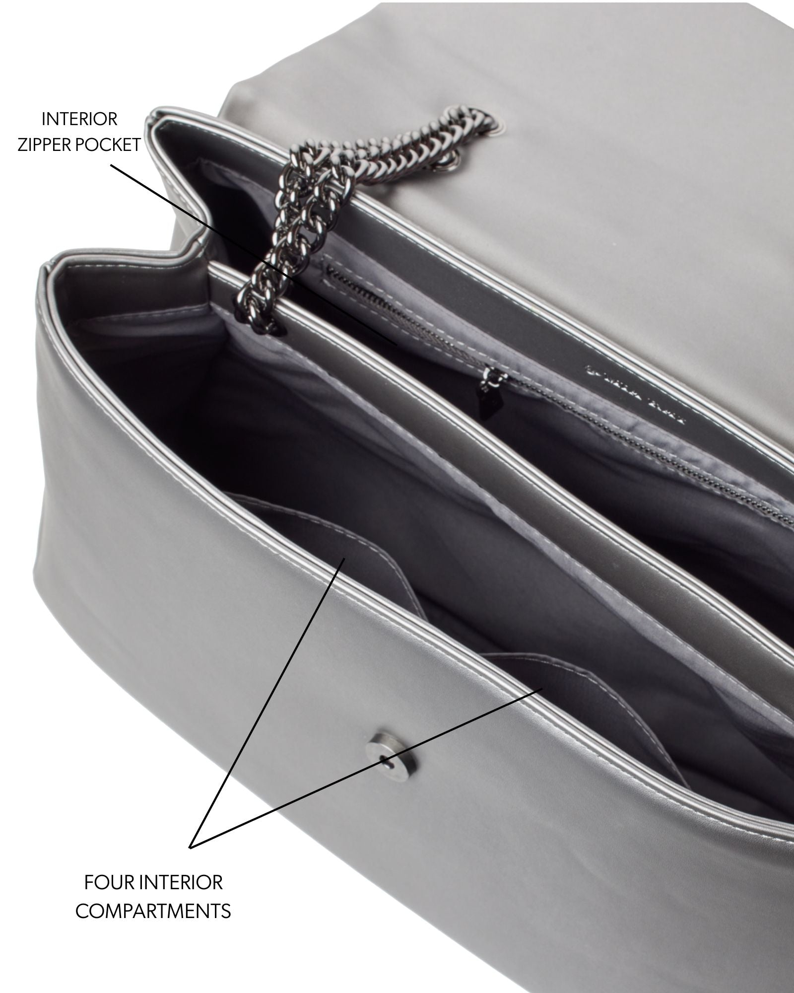 LARGE STANDARD FLAP BAG - PLATINUM