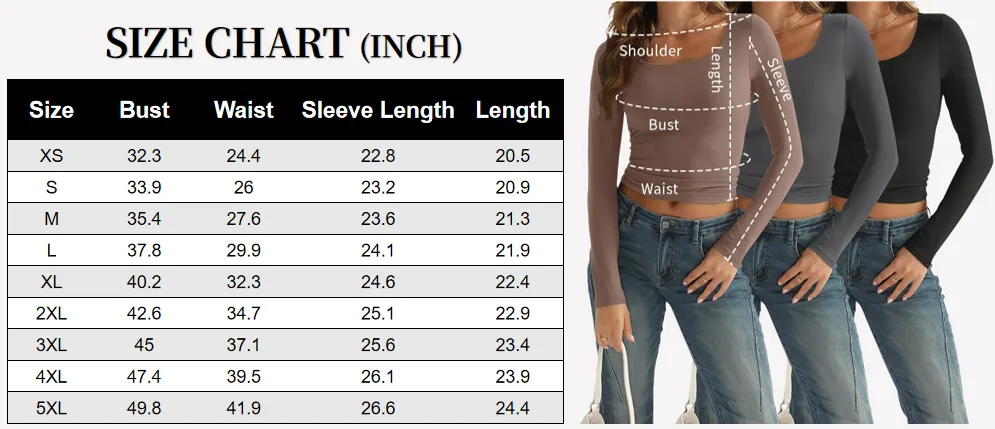 Womens Long Sleeve Tops Basic Layer Slim Fit