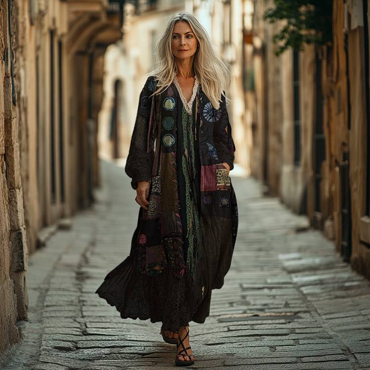 Ethnic Embroidery Vintage Casual Linen Dress 8040