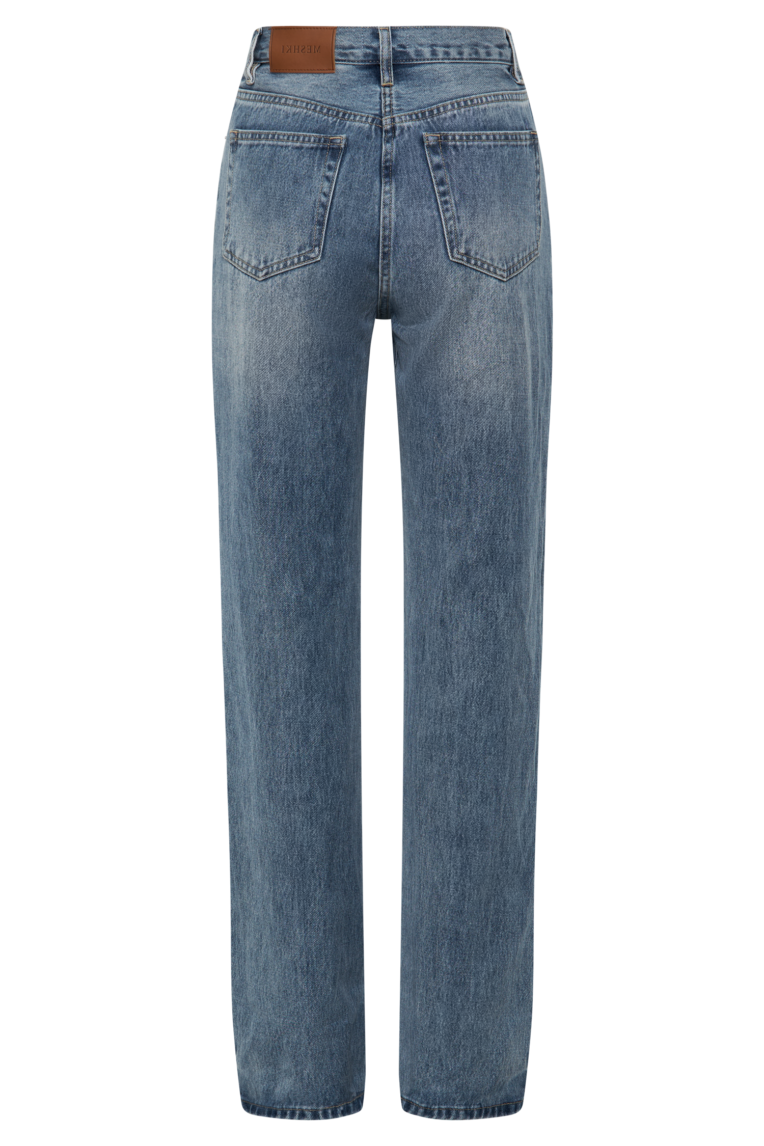 Blue High Waisted Straight Leg Jeans