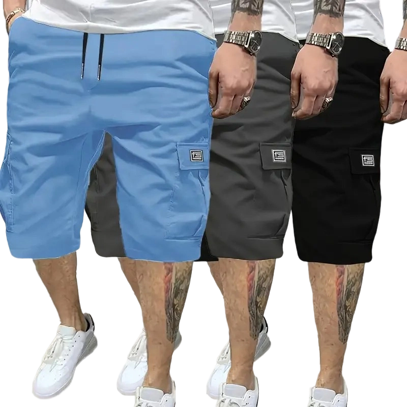 Men's Casual Shorts Set with Slanted Pockets