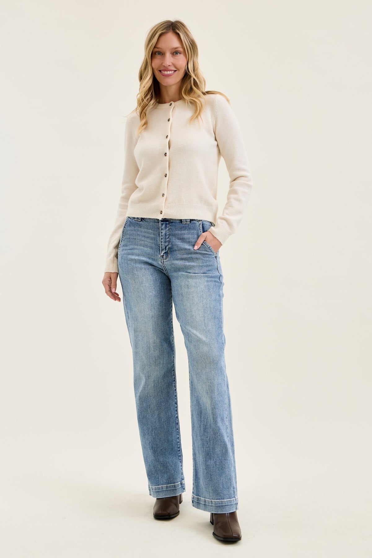 Penny Light Grey Blue Trouser Wide Leg