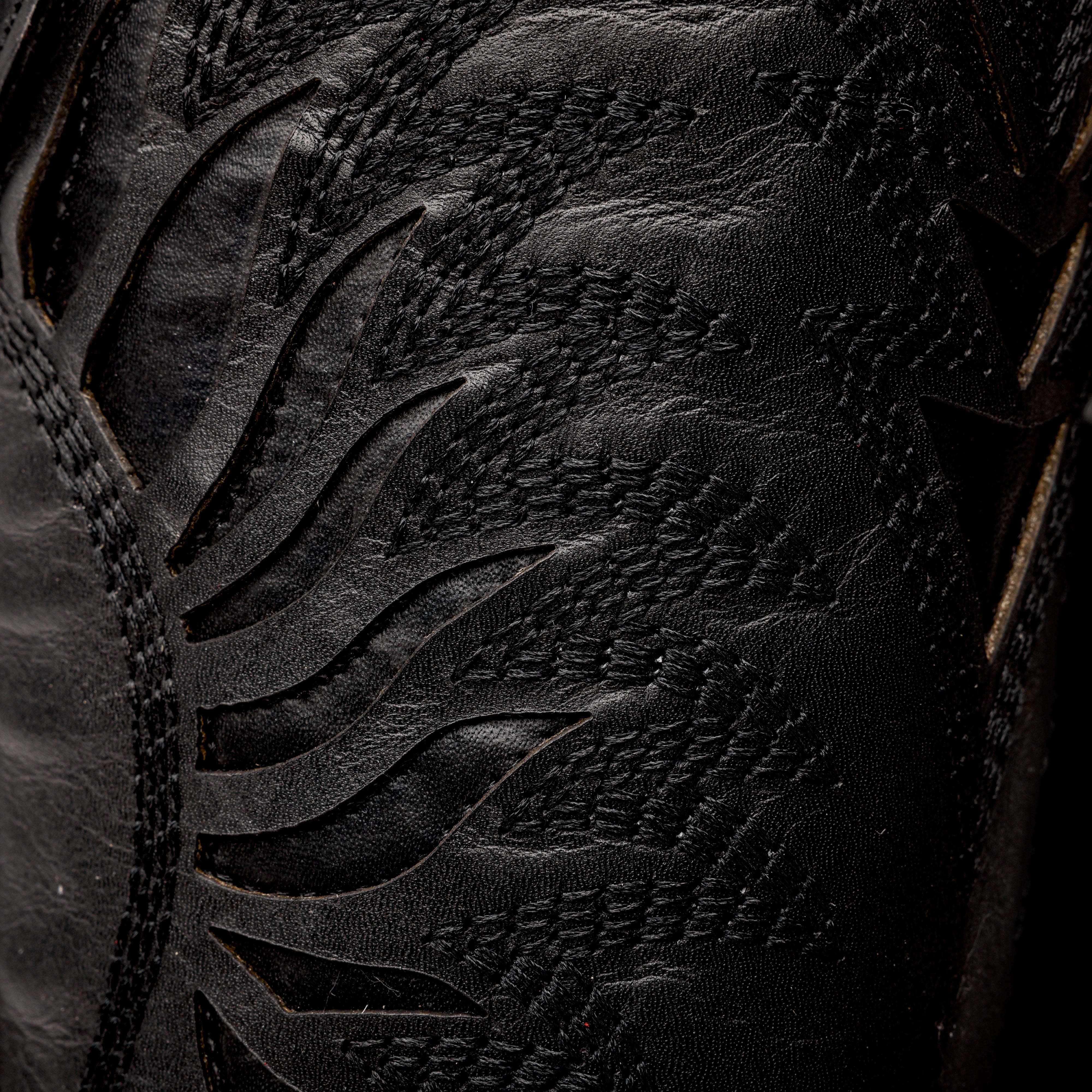 Black Basketweave Leather Boots - Square Toe