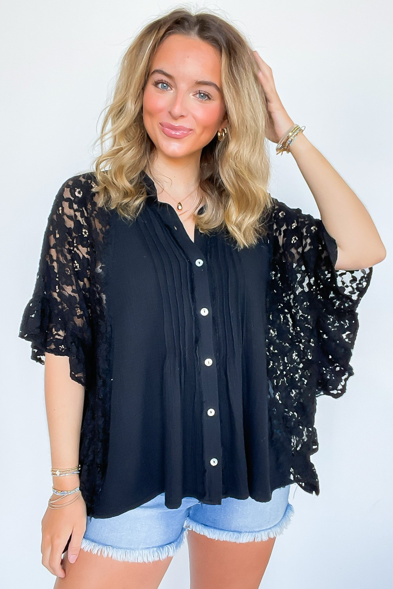 Lace Button Down Top