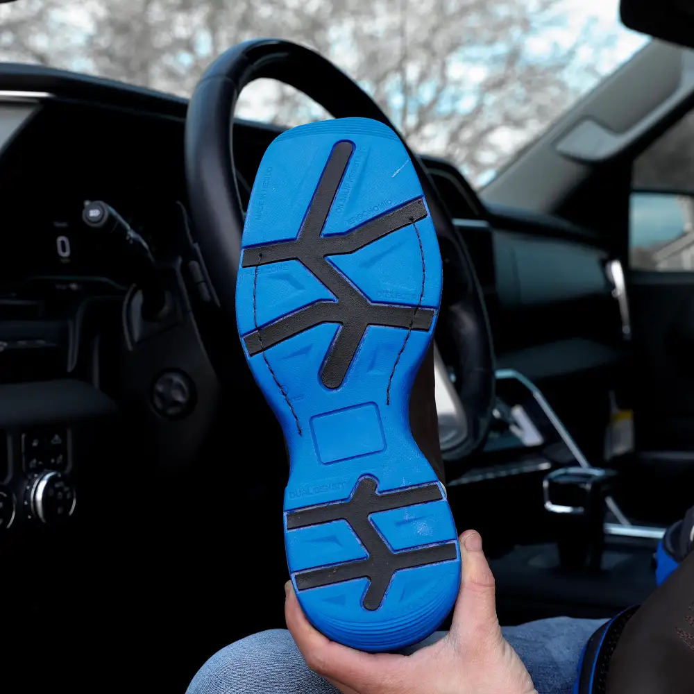 Chocolate Brown TEXAS Flag Leather Work Boots - Composite Toe