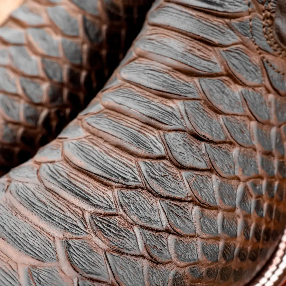 Matte Brown Python Leather Boots - Square Toe