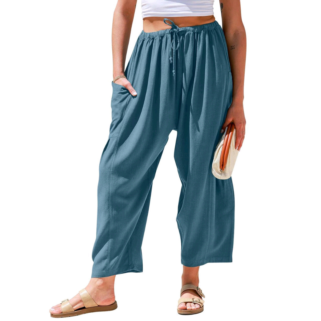 Women's Loose T-Shirt + Linen Wide-Leg Pants