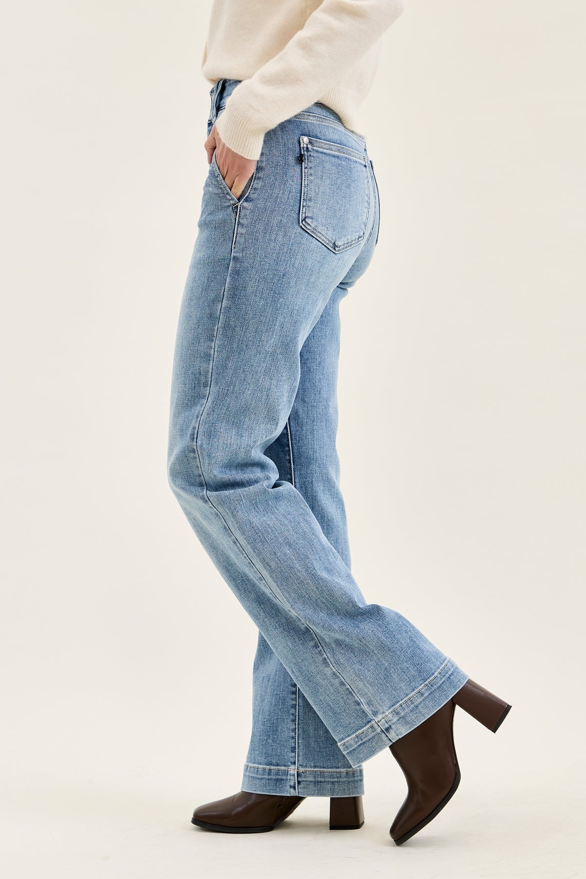 Penny Light Grey Blue Trouser Wide Leg