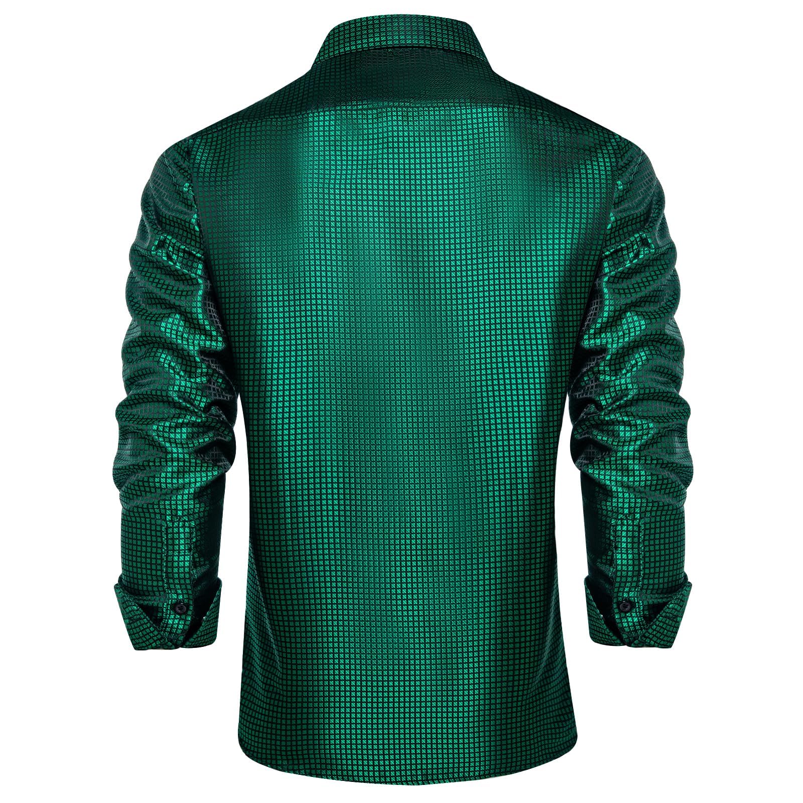 Men's Paisley Dress Shirt Long Sleeve Wrinkle Free Button Down Cowboy Shirts - Emerald&paisley