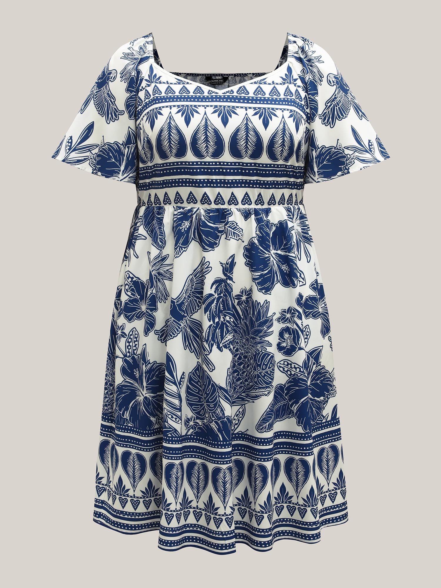 Boho Print Fit Flare Pockets Mini Dress