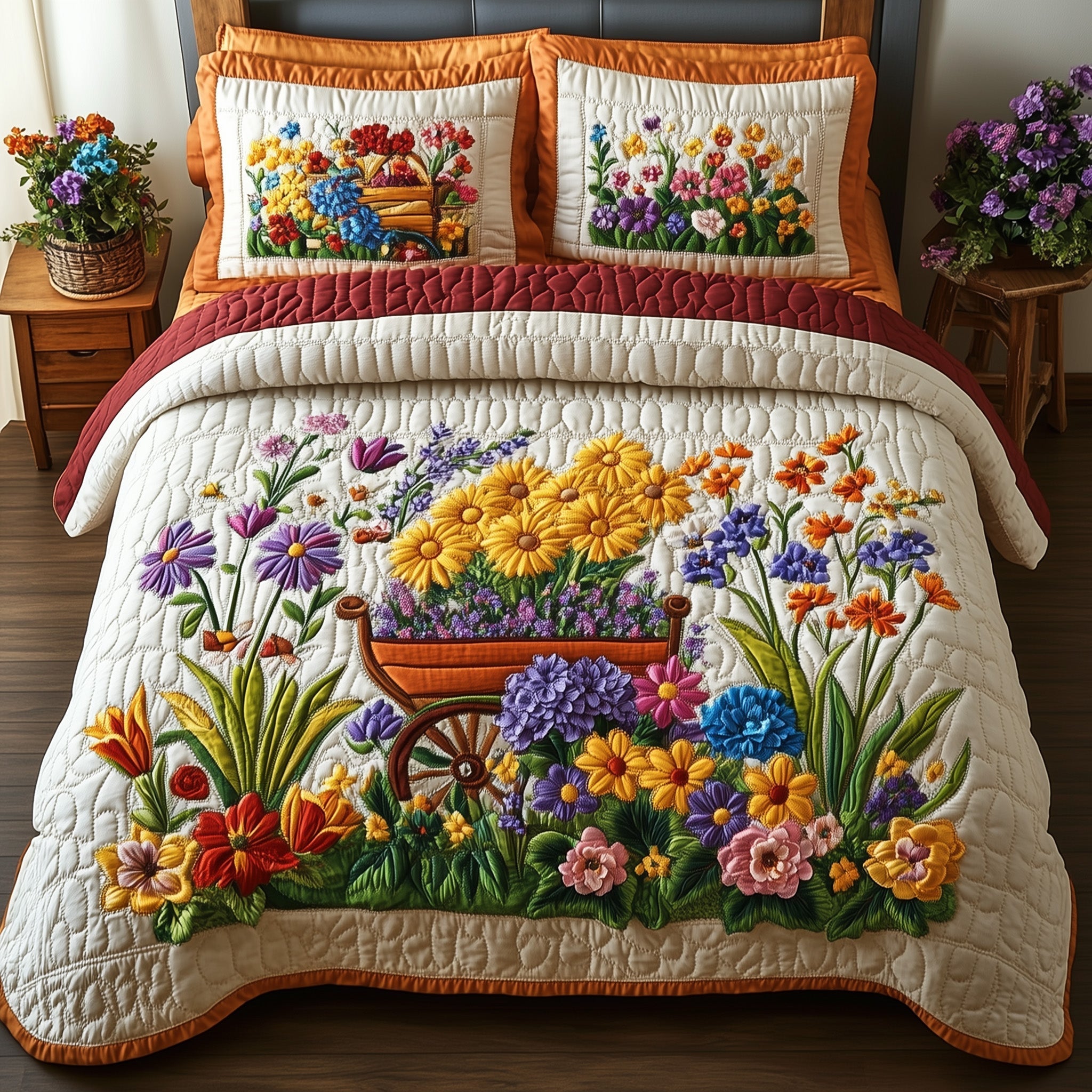 Blooming Garden 3-Piece Quilted Bedding Set GFTOTP7374