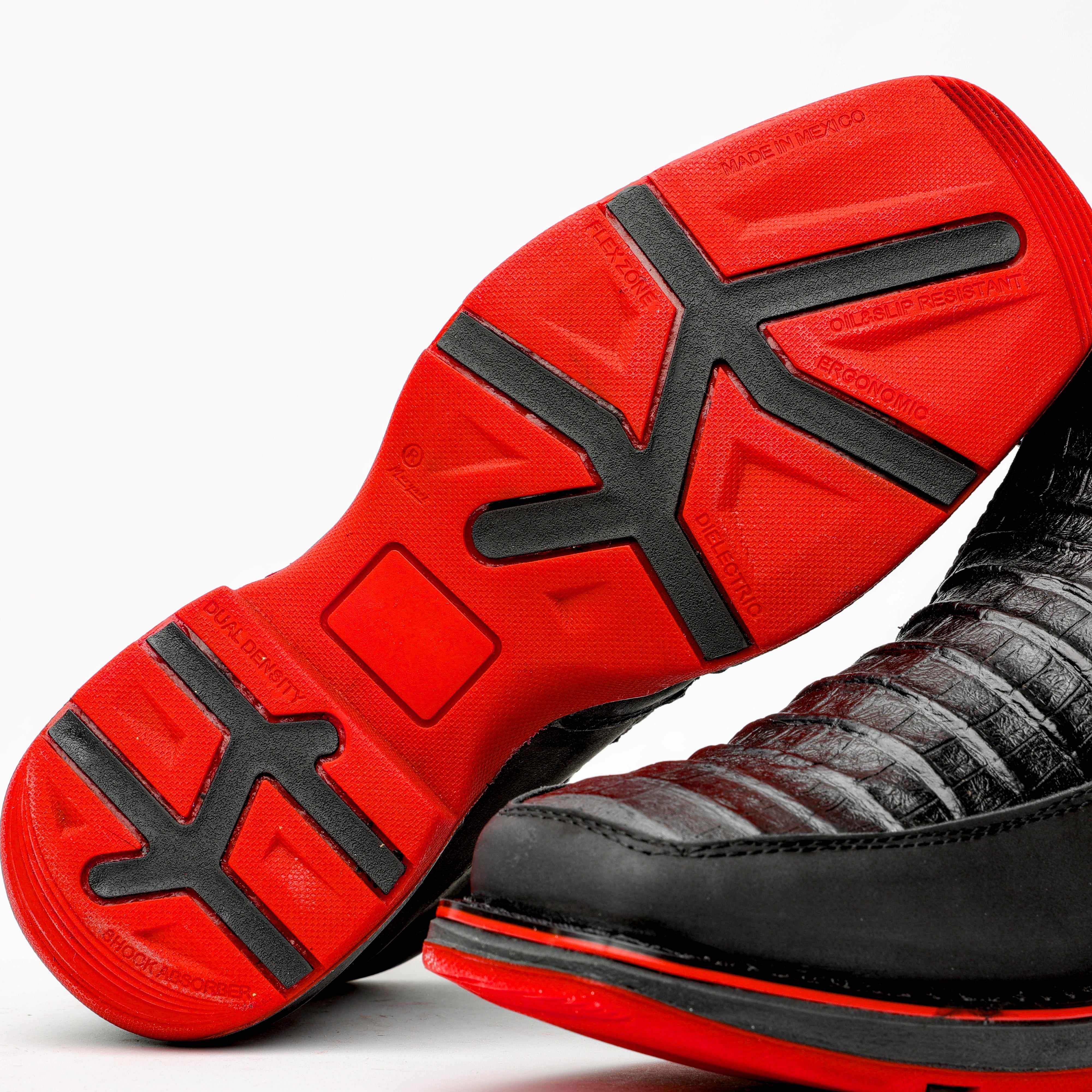 Black Caiman Belly Leather Botin With 3D Lightweight Soles - Square Toe