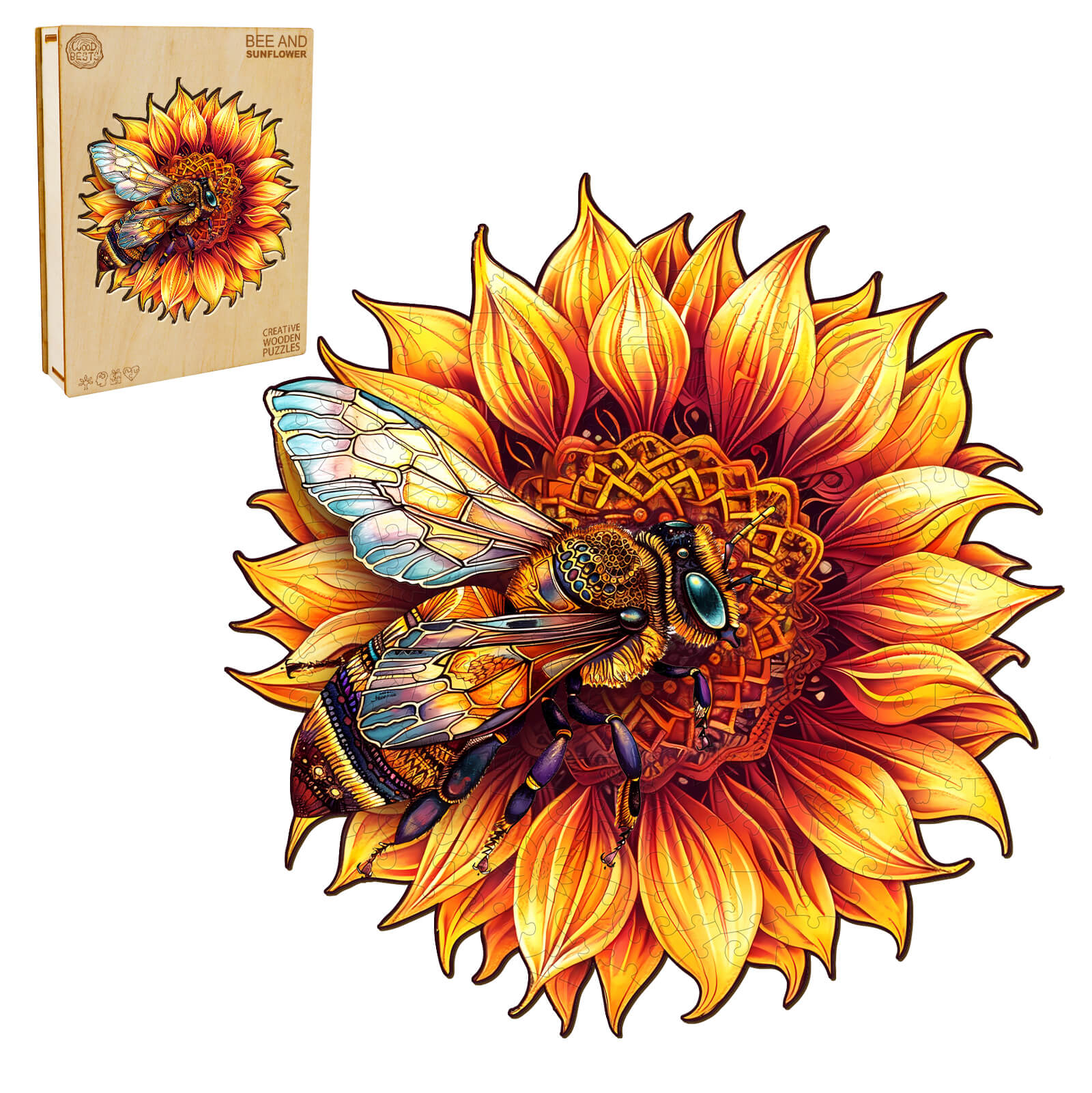 Bee and Sunflower Wooden Jigsaw Puzzle