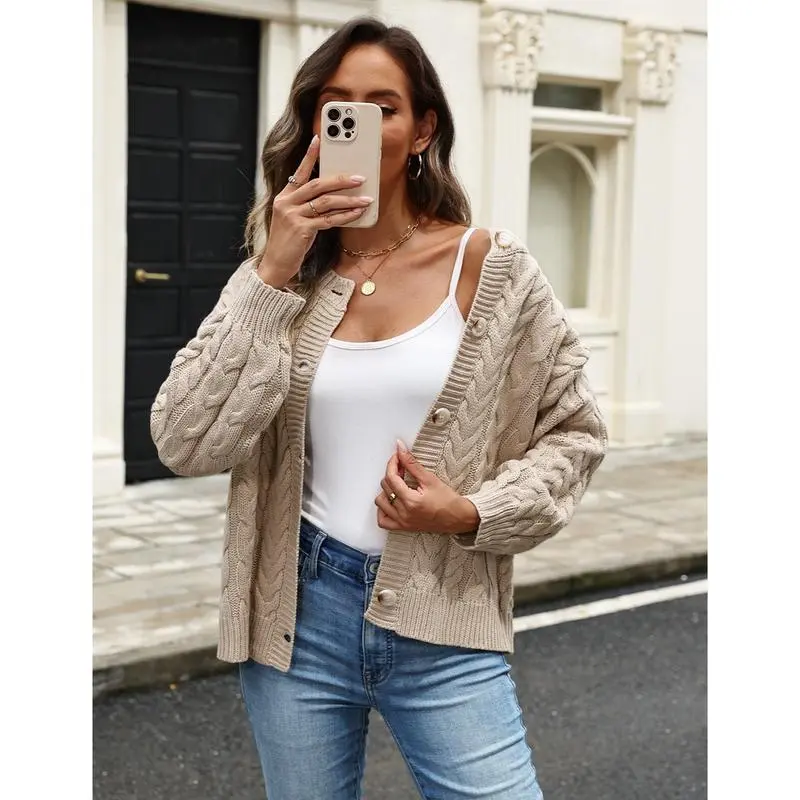 Casual Cable Knit Cardigan Sweaters for Women