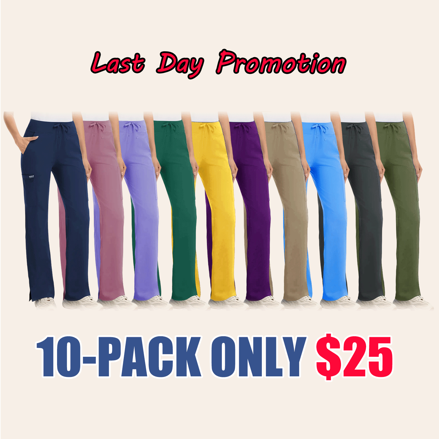 👖 Women’s High-Rise Stretch Scrub Pants – 5 Pocket Medical Work Pants