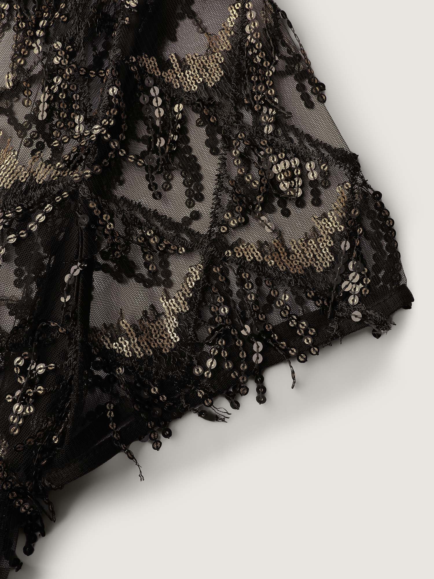 Two-Piece Fringe Sequin Mini Dress