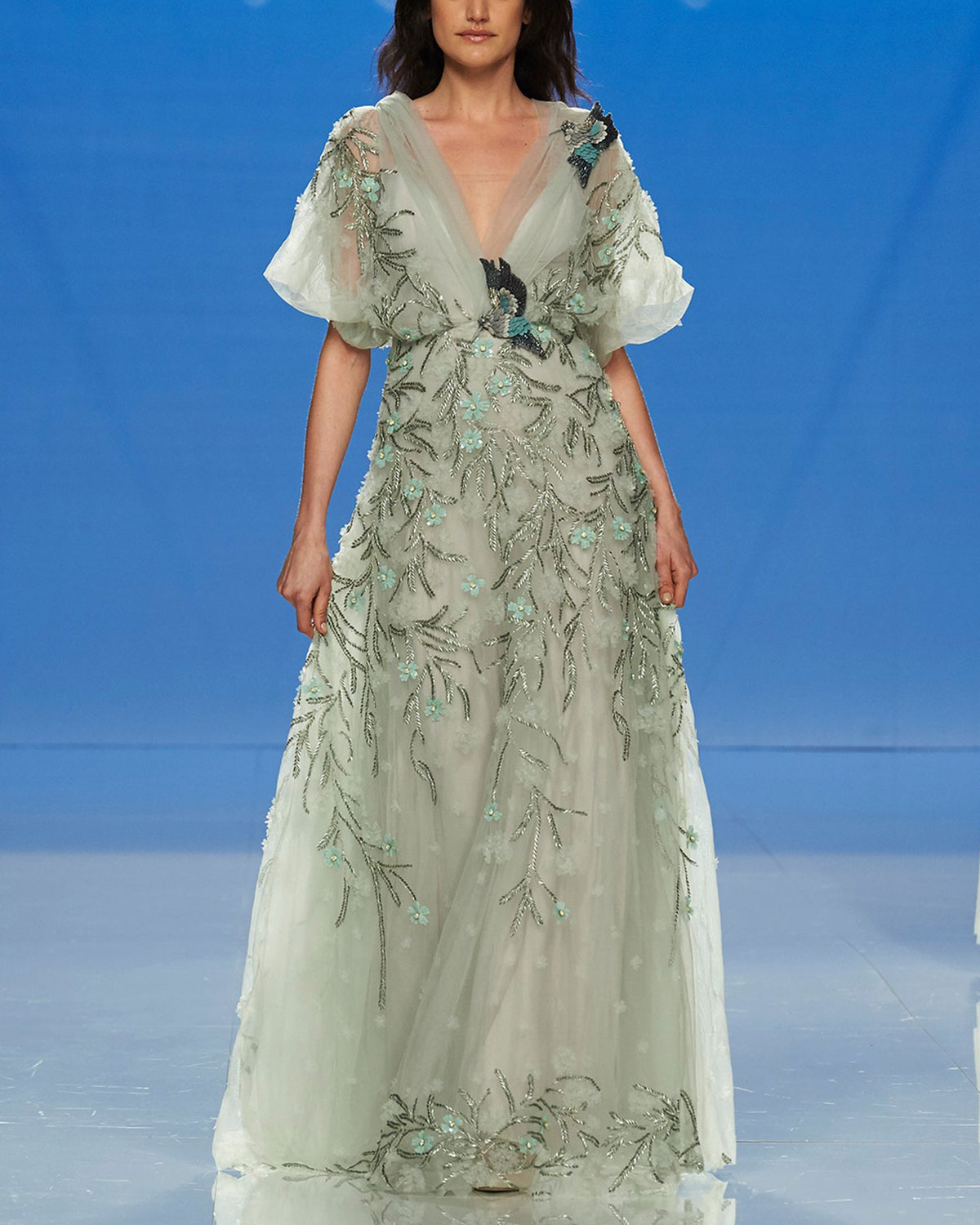 Romantic Embroidered Flower V-Neck Dress