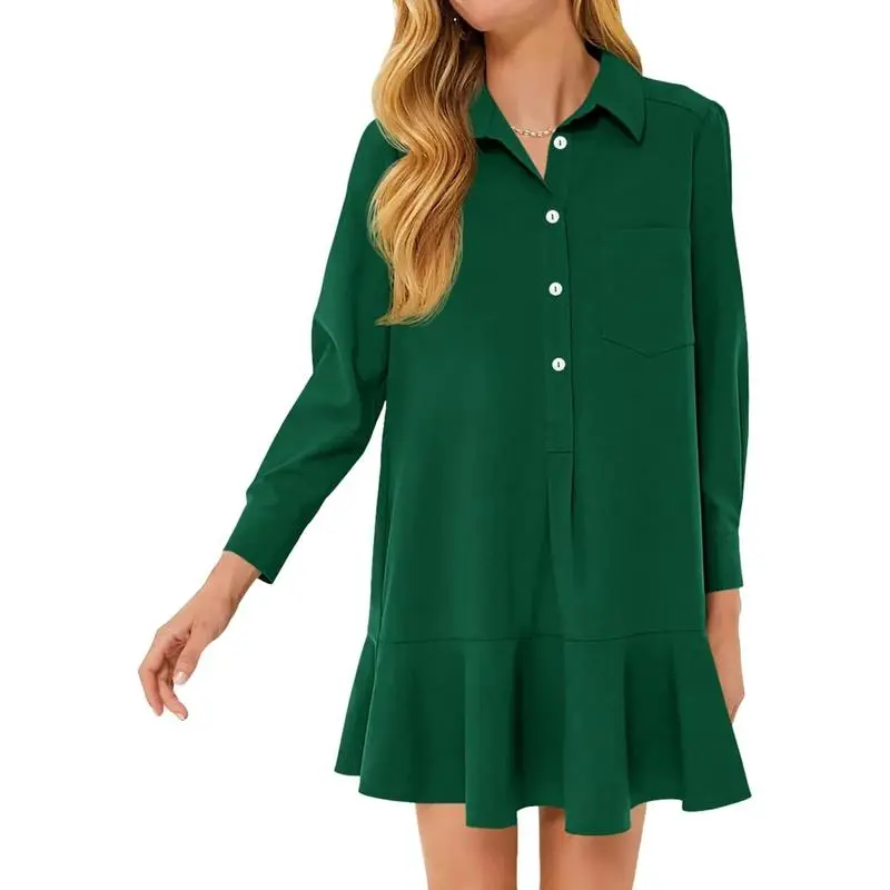 Womens Casual Button Down Shirt Dress