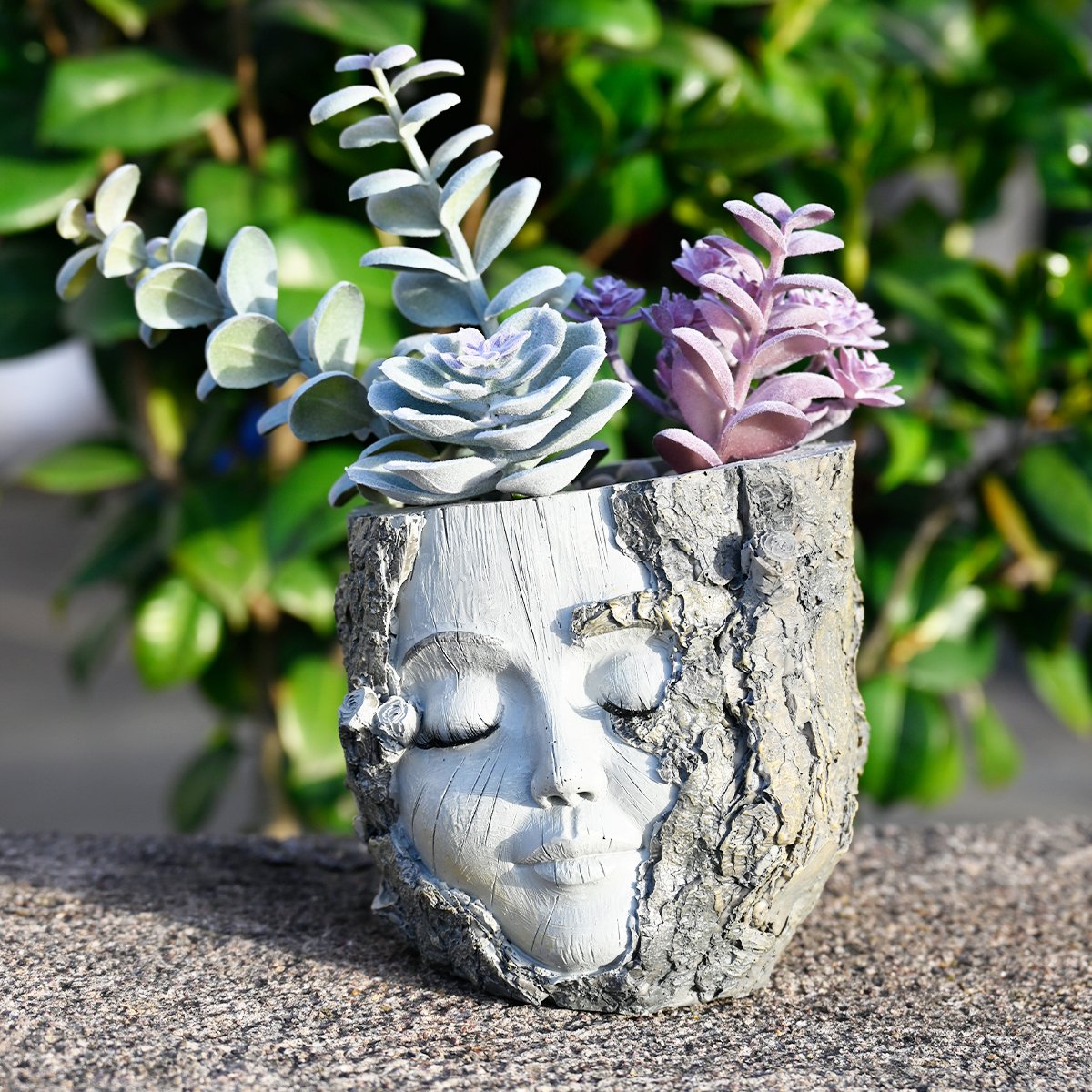 Hand-carved 3D Sleeping Wood Elf Art Planter