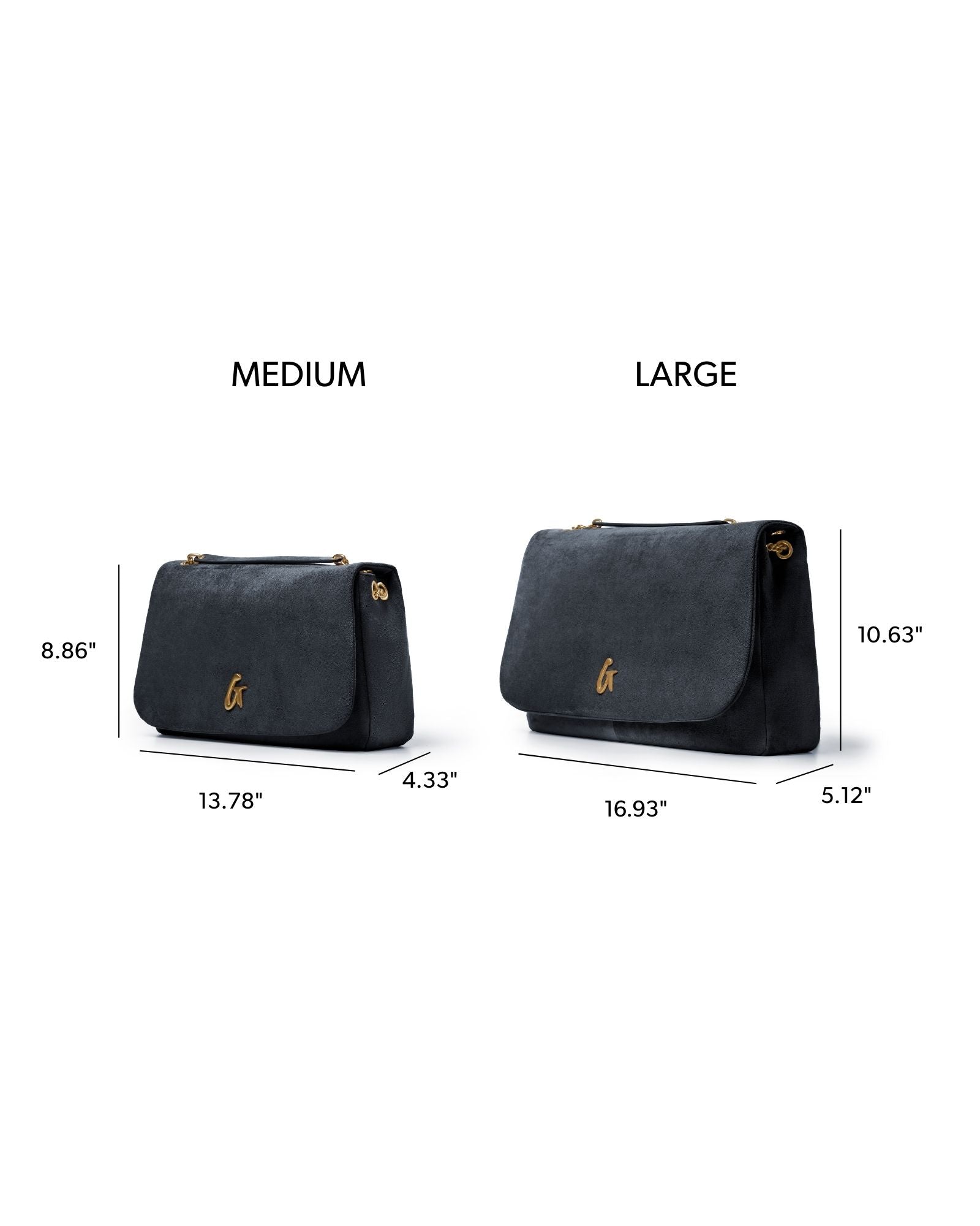 LARGE SUEDE FLAP BAG - BLACK