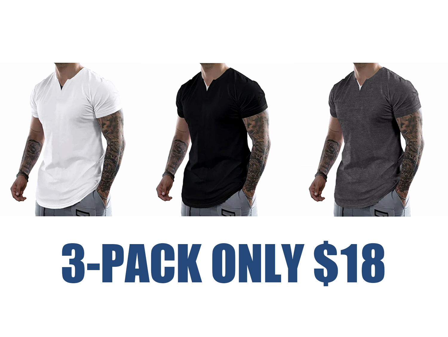 Men's Slim Fit V-Neck Muscle Tee - 2025 Spring Athletic Fashion
