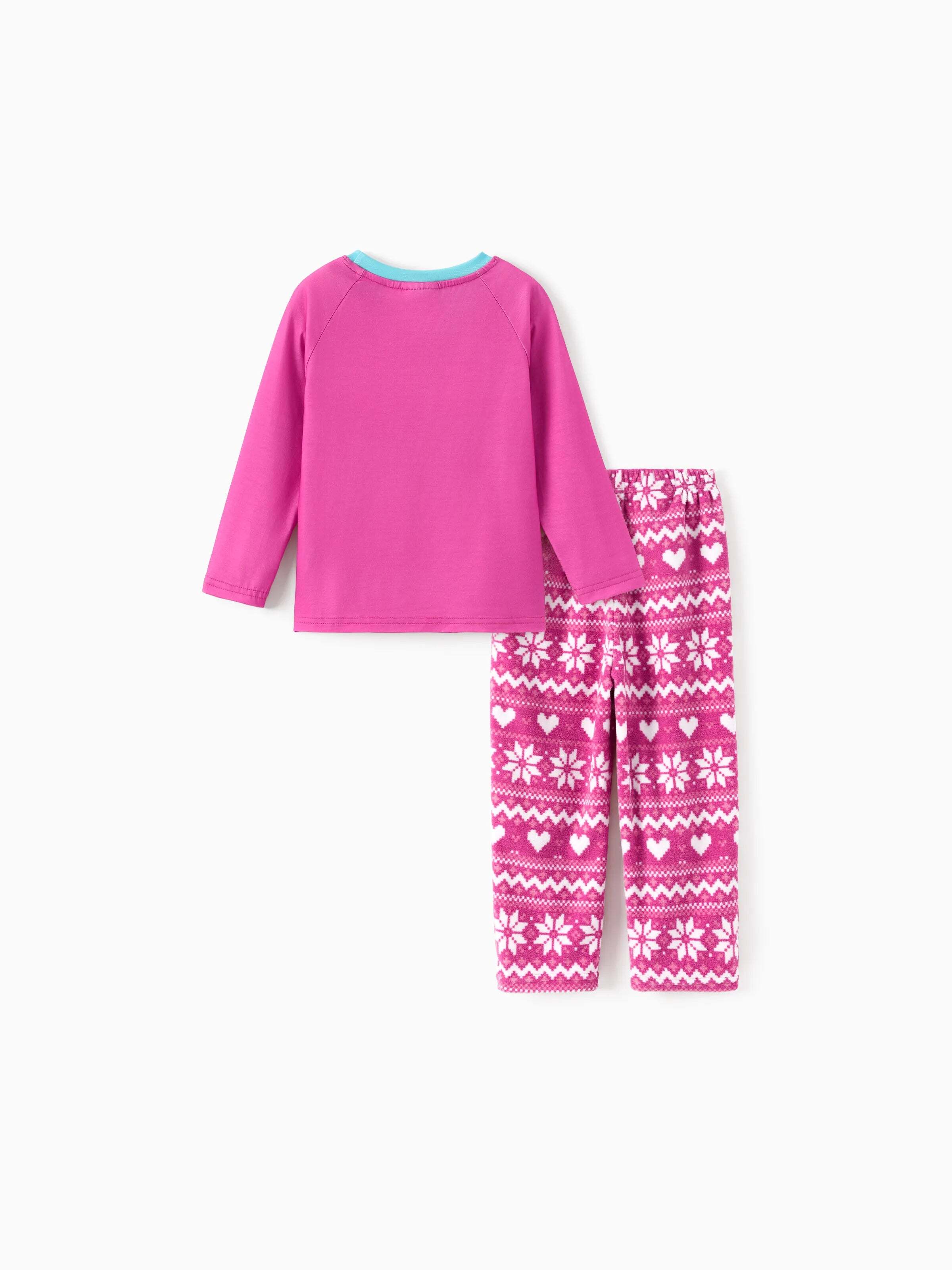 Barbie Christmas Mommy and Me Snowflake Print Pajamas Set Hot Pink