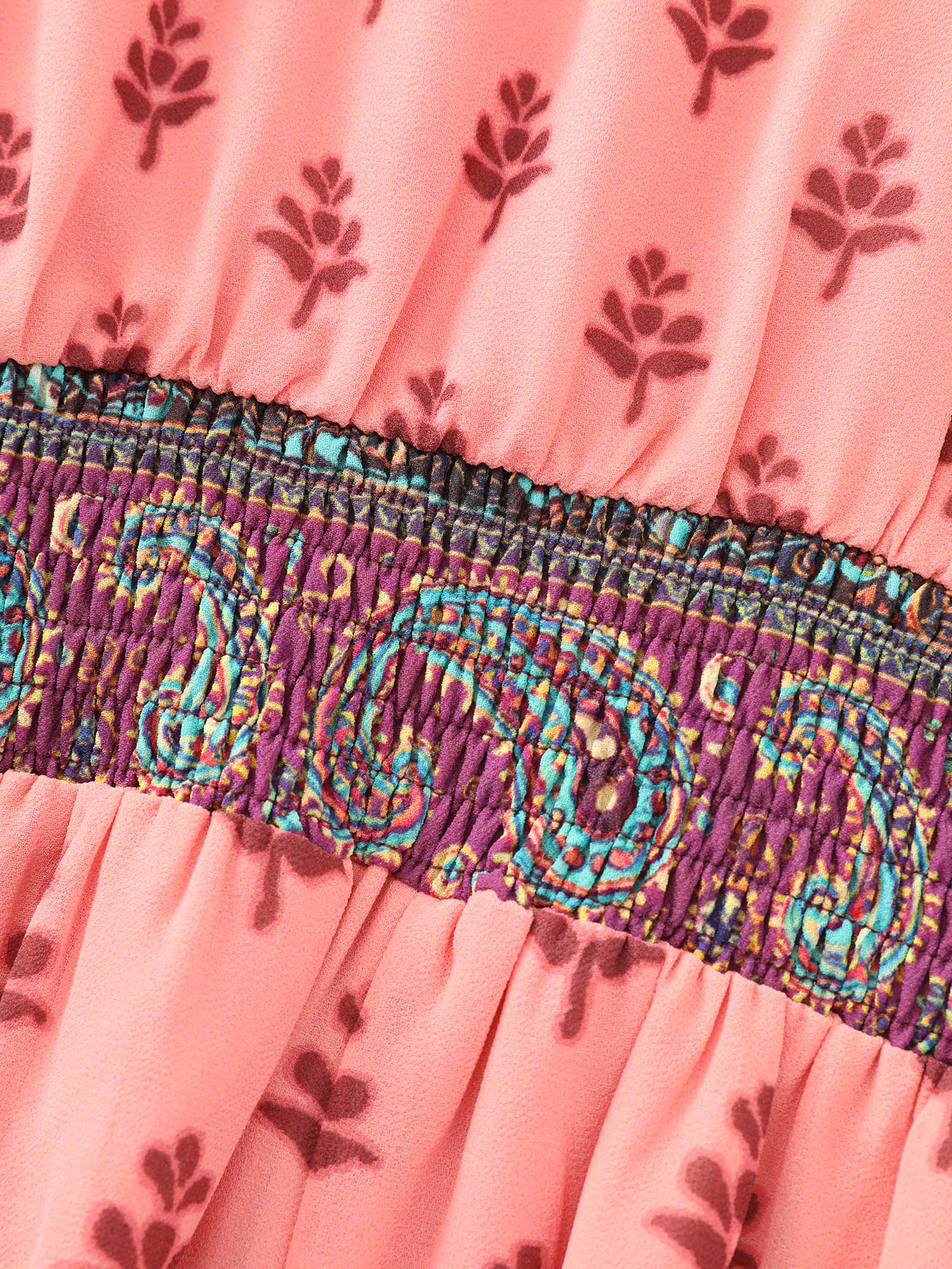 Colorful Floral Paisley Print V-Neck Maxi Dress