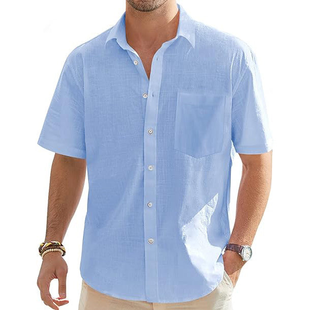 Men's Cotton Linen Short Sleeve Shirts