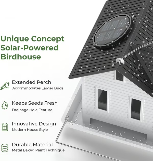 Solar Bird Feeders for Outdoors Hanging-Attracts Wild Birds,Cardinals & Night Migrants
