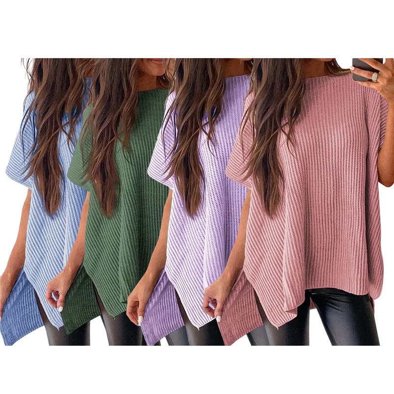 Women's Oversized Ribbed Short Sleeve Knit Top