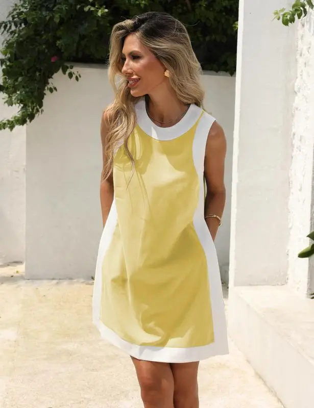 Women's Casual Two Piece Sets Color Block Crewneck Matching Shorts