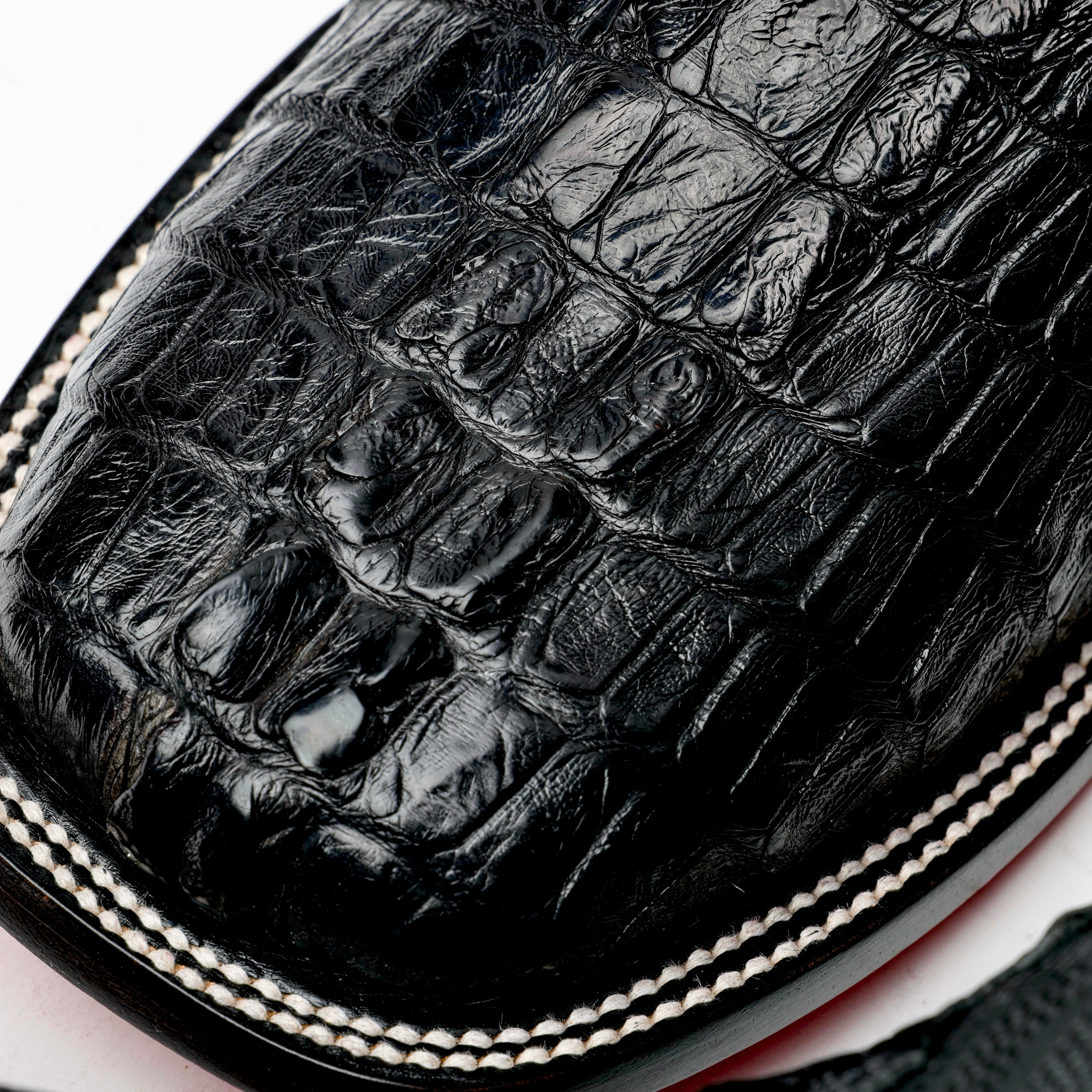 Black GENUINE Caiman Tail Boots - Square Toe