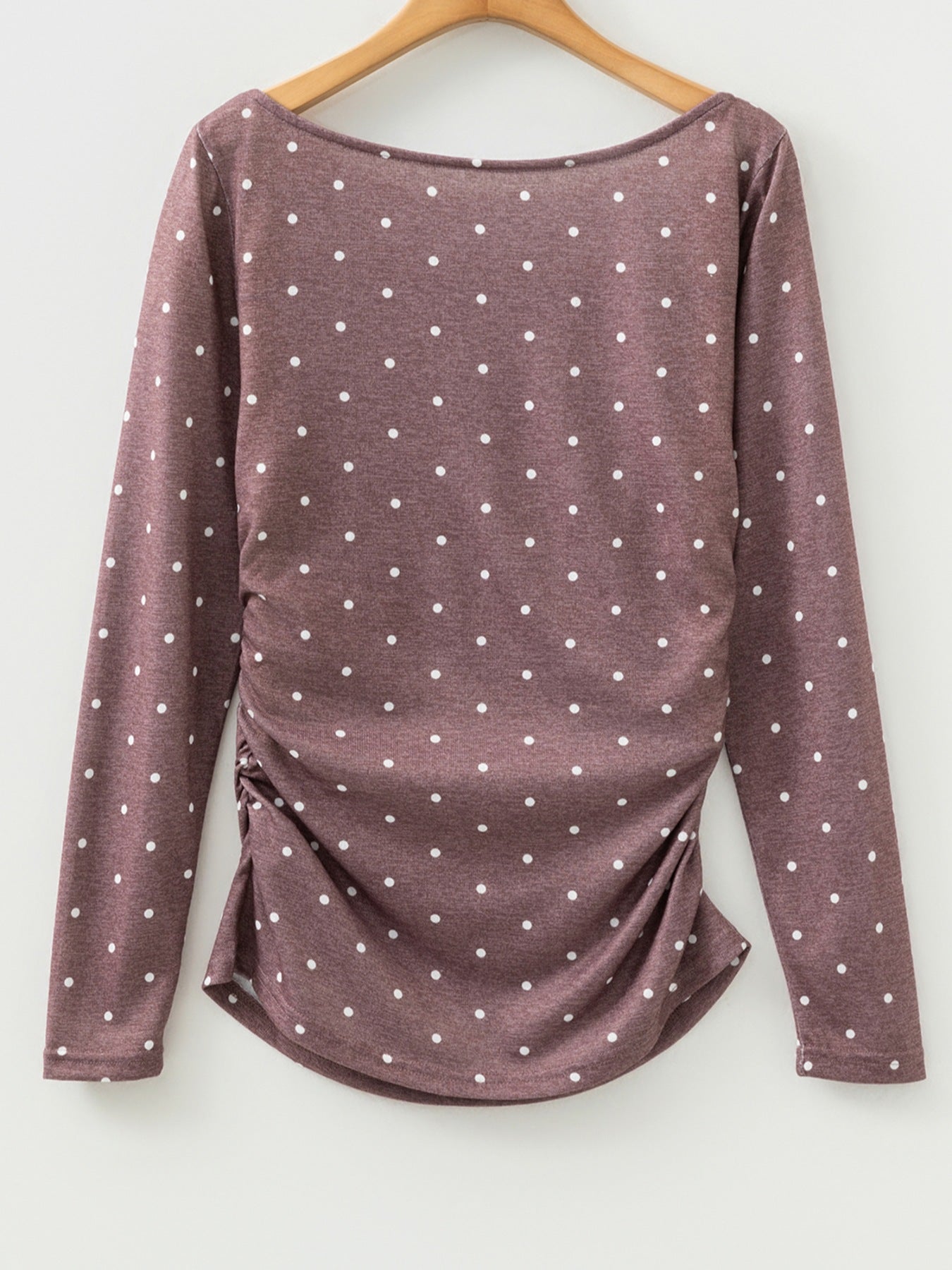 Polka Dot Boat Neck Knit Long Sleeve T Shirt