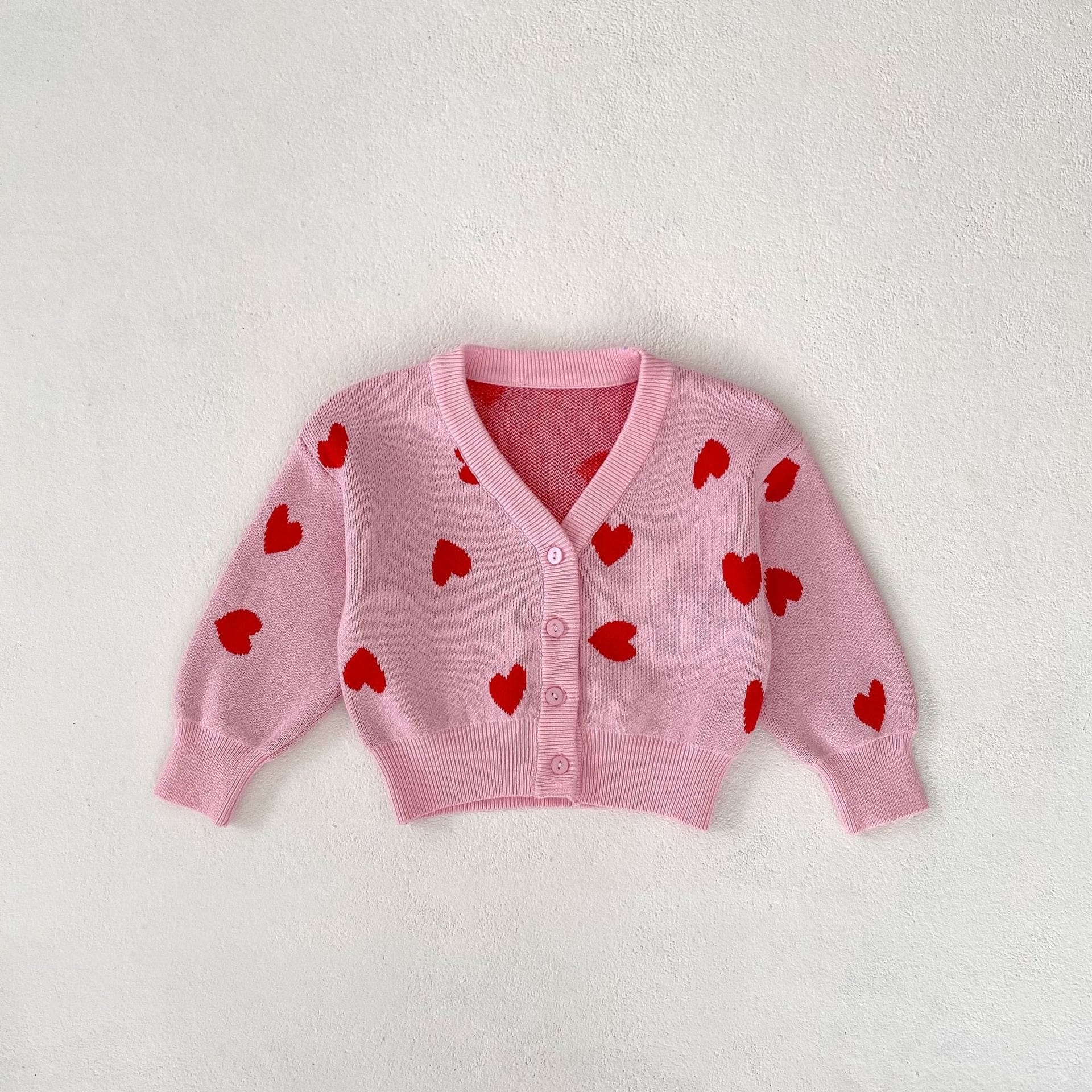 Baby Knitted V-neck Heart Cardigan