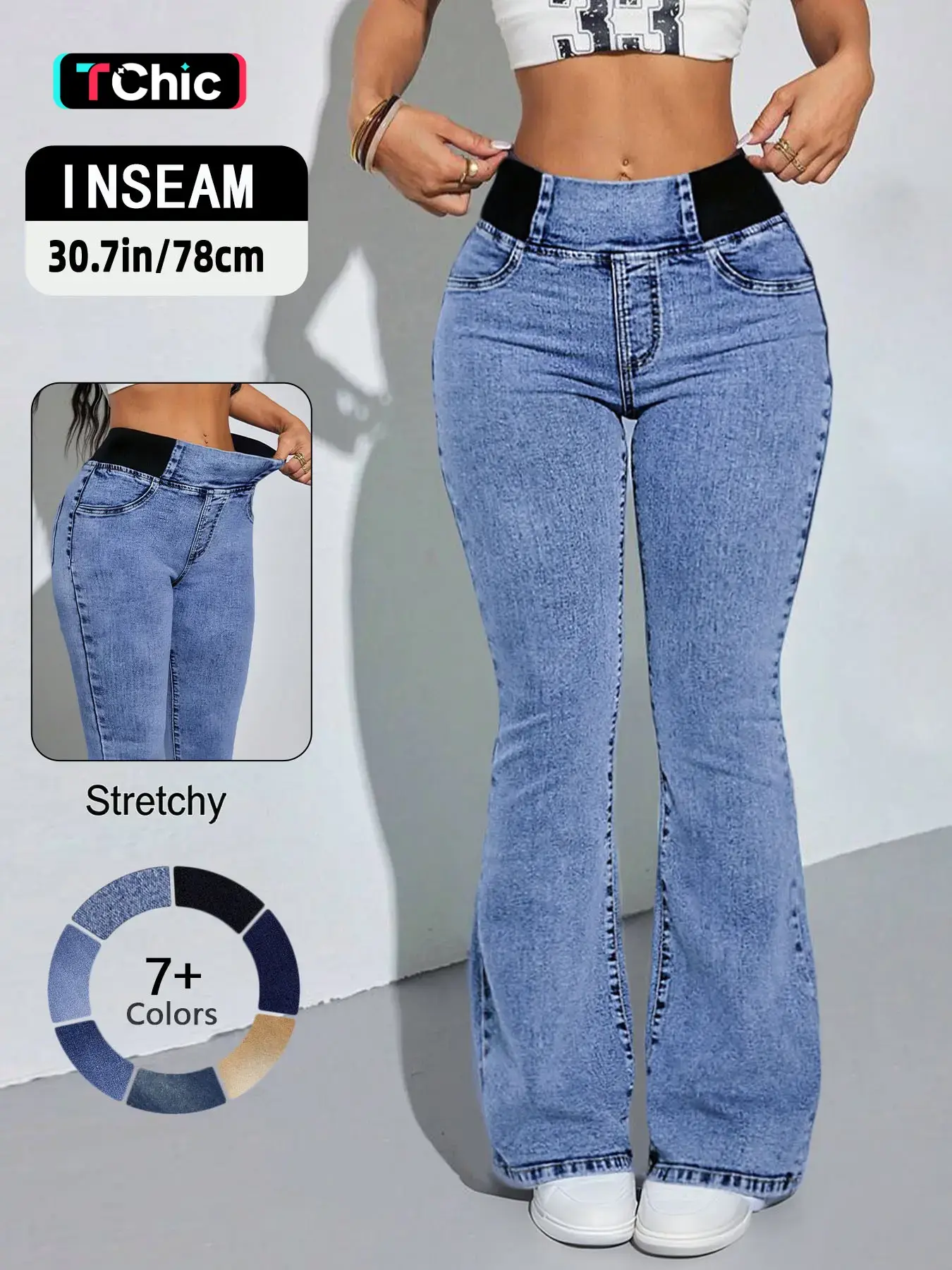 High-Waisted Stretch Flare Jeans