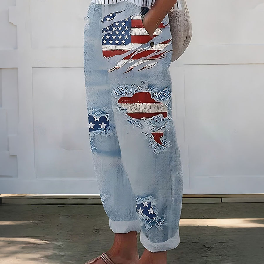 Women'S Casual Independence Day 250Th Anniversary Celebration Printed Loose Pants