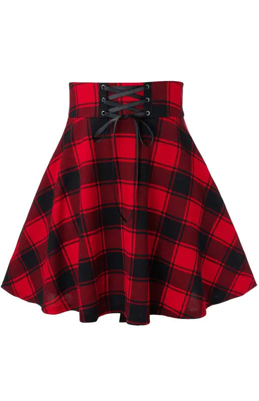 A-Line Plaid Print Mini Skirt